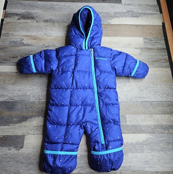 Columbia Toddler 3-6 months Snow Suit Baby Bunting Blue Full Zip Puffer